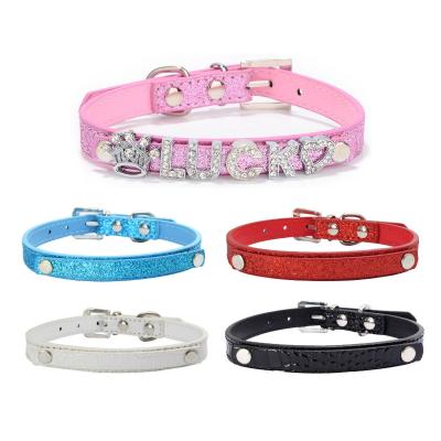 China Sustainable Best Seller Bling DIY Charms Letters Bulk Supplies PU Dog Collar for sale