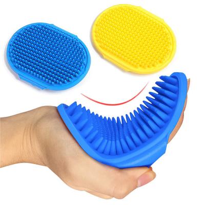 China Viable Bath Brush Shampoo Pet Massage Soothing Rubber Comb with Adjustable Ring Handle for Long Short Haired Dogs and Cats for sale