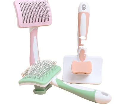 China Viable Hair Pet Comb Cat Slicker Brush Remove Dog Self Cleaning Dog Pet Grooming Brush Automatically for sale