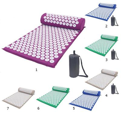 China Acupressure Mat Acupressure Mat Body Pain Relieve Stress Back Acupressure Mat Massager Cushion Massager Spike Mat Acupuncture Massage Yoga Mat With Pillow for sale