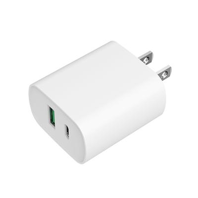 China Mobile Phone OEM 2 USB 20W Left Type C Wall Travel Charger For iPhone 12 Mobile Phone for sale