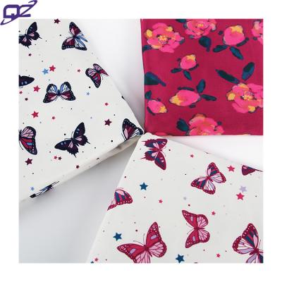 China Pure AOP Butterfly Printed Tank Top Fabric 92% Polyester 8% Poly Spandex Yummy Knit Fabric For Skirt T Shirts Kids Garment Casual Dress for sale