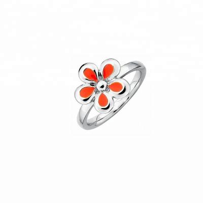 China Beautiful CLASSIC Enamel Flower Shaped Sterling Sliver Ring For Girls for sale