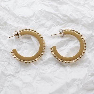 China New Arrival CLASSIC C Shape Stainless Steel Ball Earrings for sale