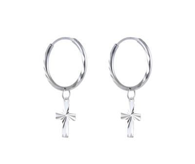 China Wholesale factory price CLASSIC 925 Sterling Silver Cross Earrings for ladies for sale