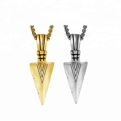 China Vintage Fashion Unisex Punk Spearhead Gold Plated Stainless Steel Pendant for sale