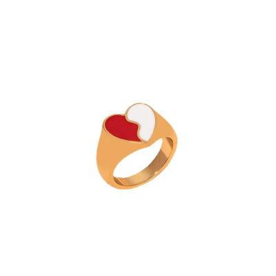 China CLASSIC Heart Design Gold Plated Custom Enamel Ring In 925 Sterling Silver for sale