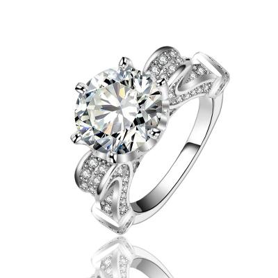 China CLASSIC Luxury Design CZ Stone Setting Engagement Wedding Ring In 925 Sterling Silver for sale