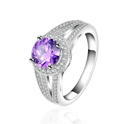 China CLASSIC Classic Design Purple Stone Setting Engagement Wedding Ring In 925 Sterling Silver for sale