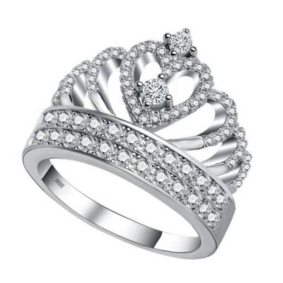 China CLASSIC Crown Design CZ Stone Setting Engagement Wedding Ring In 925 Sterling Silver for sale