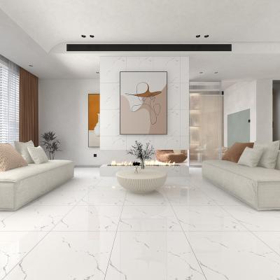 China Metallic Glossy Marble White Porcelain Cheap Tiles Full Glazed Polish Glazed Tiles And Marble for sale