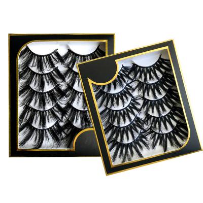 China Long Natural Wholesale 5 Pairs Hand Made Thick Curly Mink False Eyelashes Eyelash 25MM 3D 100% nature for sale