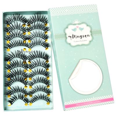 China Wholesale Natural 3D Long 10 Pairs Thick Curly Eyelash 100% Hand Made Custom Eyelash Full Lashes Nature Strip for sale