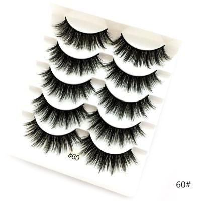 China Long Natural 5 Pairs Full Strip Lashes Thick Curly Eyelash 25MM 3D Hand Made Custom Eyelash 100% Nature Wholesale for sale