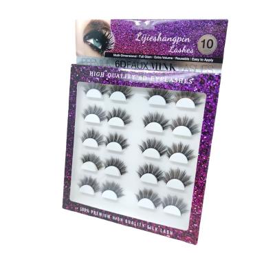 China Long Natural Wholesale 10 Pairs Chemical Fiber Eyelashes Magnetic Nature 3D Magnetic Eyelashes Thick Magnetic Eyelashes for sale