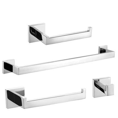 China Sustainable Stainless Steel Brushed Towel Bar Bracket Wall Mounted 4 Pieces Bathroom Hardware Accessories Set for sale