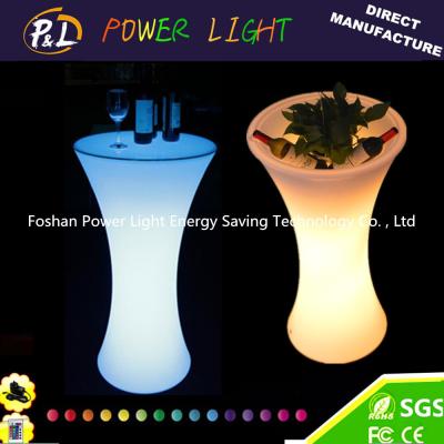 China Illuminated LED HIGH Table with Glass Top for sale