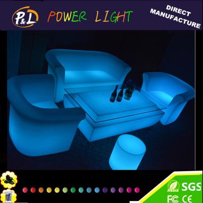 China Outdoor Plastic Illuminated LED Lounge Sofa Set for sale