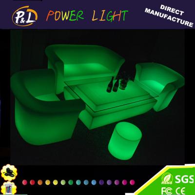 China Lounge Furniture Plastic LED Illuminated Sofa Sets for sale