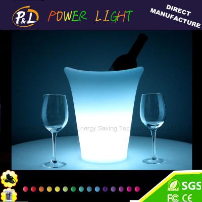 China Wireless Colorful Plastic Pub Bar Furniture Round LED Wine Ice Bucket for sale