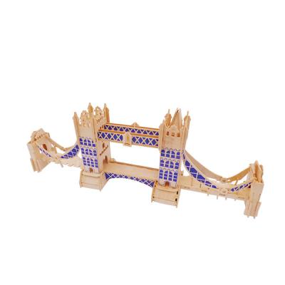 China Cartoon Toy Educational DIY Building Model Toys London Bridge Tower World Famous 3D Wooden Puzzle UK Architecture Model for sale