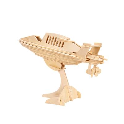 China Cartoon Toy Puzzle STEM Education Toy Assembly DIY Toy Best For 3D Model Puzzles Speed ​​Boat Paint Arts And Crafts Gifts Car Wooden Toys For for sale