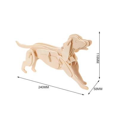 China Cartoon 3d Toy Puzzle Hot Sale Laser Cut Chinese Zodiac Puzzle Toy Dog Wooden Animal Model For Home Decoration Puzzle Kids Hands Craft DIY for sale