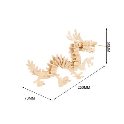 China Wooden Chinese Zodiac-Chinese Dragon Sign Toy Fun Cartoon Puzzles Animal Toys Custom Design DIY Promotional 3d Puzzle Marketing Toy for sale