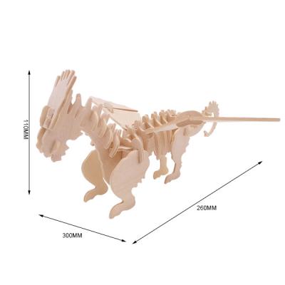 China Cartoon Toy Joythinkers Factory Wholesale Kids 3d Puzzle Dinosaur Toys Educational Wooden Hands Open DIY 3D Wooden Puzzle for sale