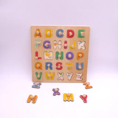 China Wooden Letter Alphabet Puzzle Toys Early Education Early Childhood Brain Teaser Toy DIY ABC Alphabet Wooden Baby Educational Toys for sale