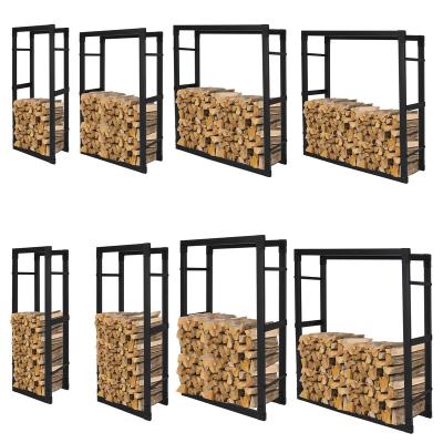 China Hot Sale Galvanized Steel/Iron Metal Cheap Black Custom Fire Firewood Rack Outdoor Wood Shelf for sale