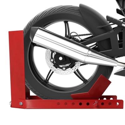 China Galvanized Steel / Iron Easy Durable Assembly Using Various Wheel Rocker Panel Motorcycle Wheel Chock Stand for sale