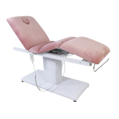 China Contemporary high quality white black rose gold base 3 bed facial motors rotating massage table with cover for beauty spa salon for sale