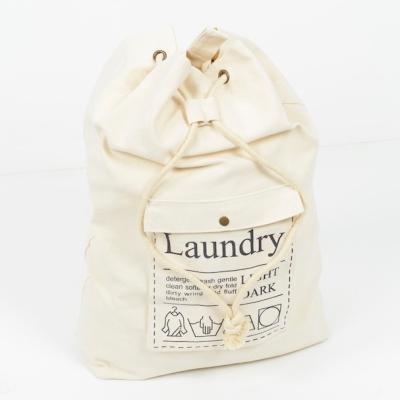 China Large Traditional Heavy Duty Hotel Laundry Bags Folding Drawstring Dry Cleaning Cotton Laundry Wash Bag for sale