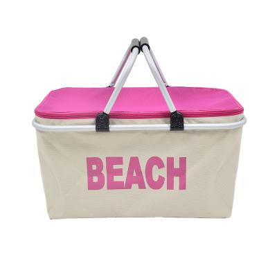 China Portable Custom Made Natural Fabric Beach Picnic Basket Handmade Picnic Basket Set For 2 Person for sale