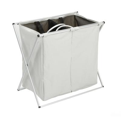 China Folable 2 Compartments Foldable Laundry Basket For Hotel for sale