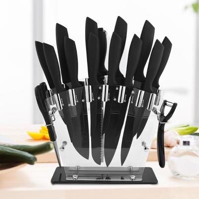 China Amazon Sustainable Hot Selling 17 Piece High Carbon Stainless Steel Sharp Include Serrated Steak Chef Bakery Kitchen Tool Knife Set for sale