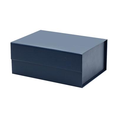 China Recycled Materials Custom Printed Logo Available Fast Delivery Cardboard Navy Blue Magnetic Flap Gift Boxes for sale