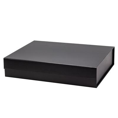 China Recyclable Shallow Bulk Black Anti-scratch Laminated Magnetic Closure A4 Gift Box With Lid for sale