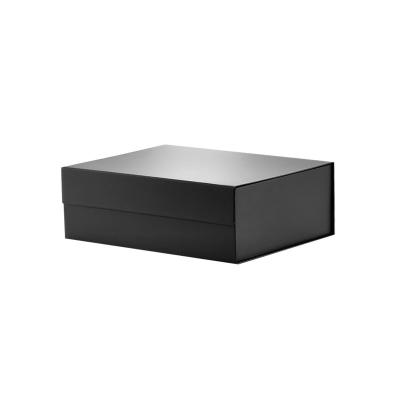 China Recyclable Matte Black Lamination Luxury Deep Black A4 Folding Anti-scratch Rigid Magnetic Closure Gift Box Packaging for sale