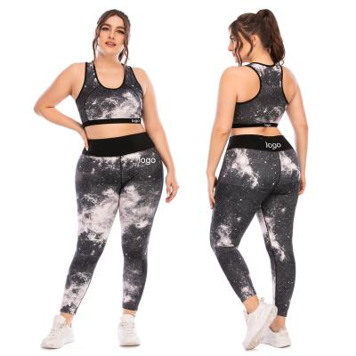 China Breathable XL 3XL Custom Oversized Yoga Bra Set Print Yoga Shorts Set Pockets Plus Size Gym Wears Women Yoga Clothes for sale