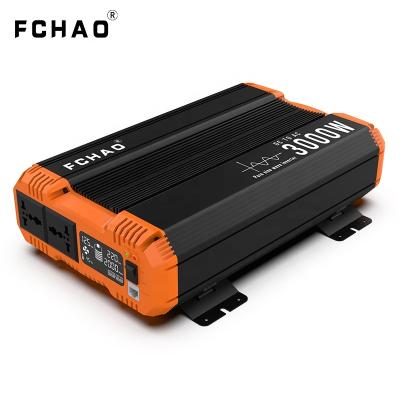 China 6000 Watt Solar Power Inverter FCHAO DC Pure Sine Wave Inverter 3000W Peak Power To AC Car Inverter With LCD Display 47.5*26.5*10.3cm 2 ac plug for sale