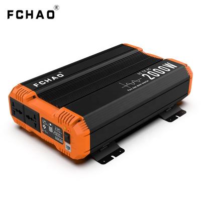 China FCHAO 2000W DC to AC Power Inverter 12V 24V 48V to 220V 230V 240V Pure Sine Wave Inverters with LCD Display and Two Fan 37.5*26.5*10.3cm for sale