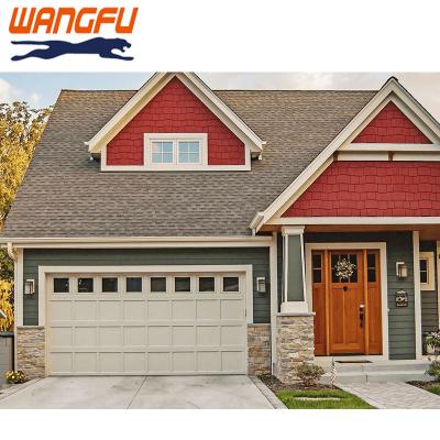 China Anti-Theft Texas Hot Sale 16x8 Glass Aluminum Gate Tempered Frosted Combination Automatic Lift Modern Garage Door for sale