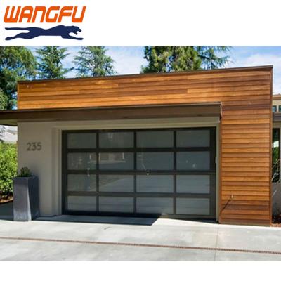 China Anti-Theft Wangfu Aluminum Insulated Frosted Tempered Glass Residential Cheap Price Customized Automatic Garage Doors for Sale for sale