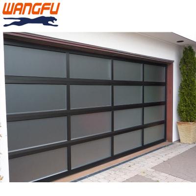 China Thermal Insulation Modern Hurricane Resistant Sectional Electric Automatic Fullview Aluminum Glass Garage Doors High Standard For Villa Warehouse for sale