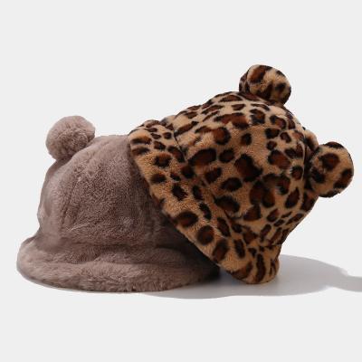 China COMMON plush female hair balls lovely two thickened warm literary imitation rabbit winter bucket hats with ear for sale