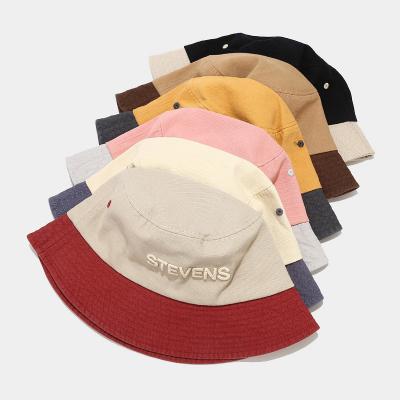 China New Summer Letter Embroidery Pot Hat Outdoor Street Sunscreen Shade Fisherman Stitching Color Blocking Bucket Hat for sale