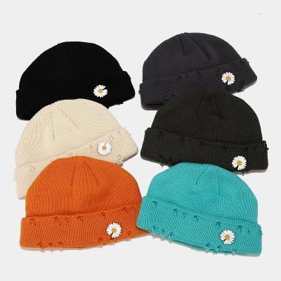 China Street Trend Hip Hop Wool Winter Hat Men And Women COMMON Ripped Outdoor Windproof Cold Brimming Knit Hat Custom Logo Winter Hat for sale