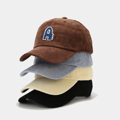 China COMMON A Letter Baseball Cap Female Korean Casual Corduroy Hat Male Sun Visor Custom Branded Corduroy Baseball Caps for sale